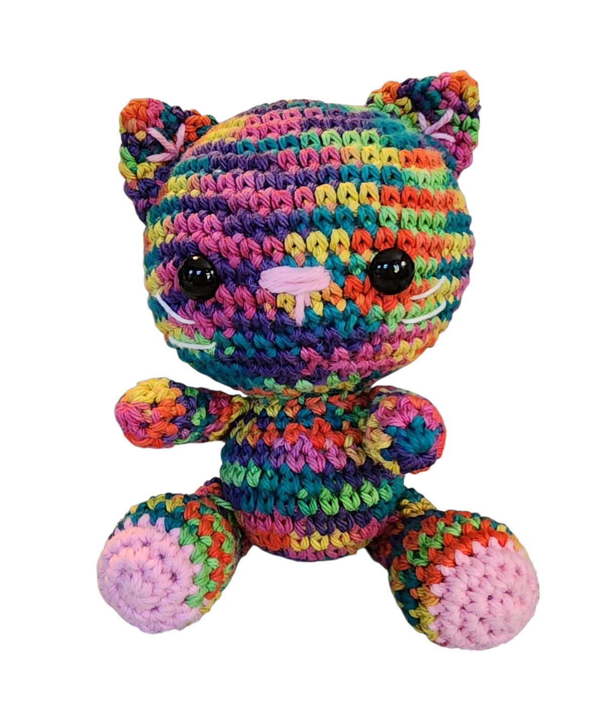 Cozy Crochet Kitty Teal Splash, Blue green, Turquoise and Rainbow
