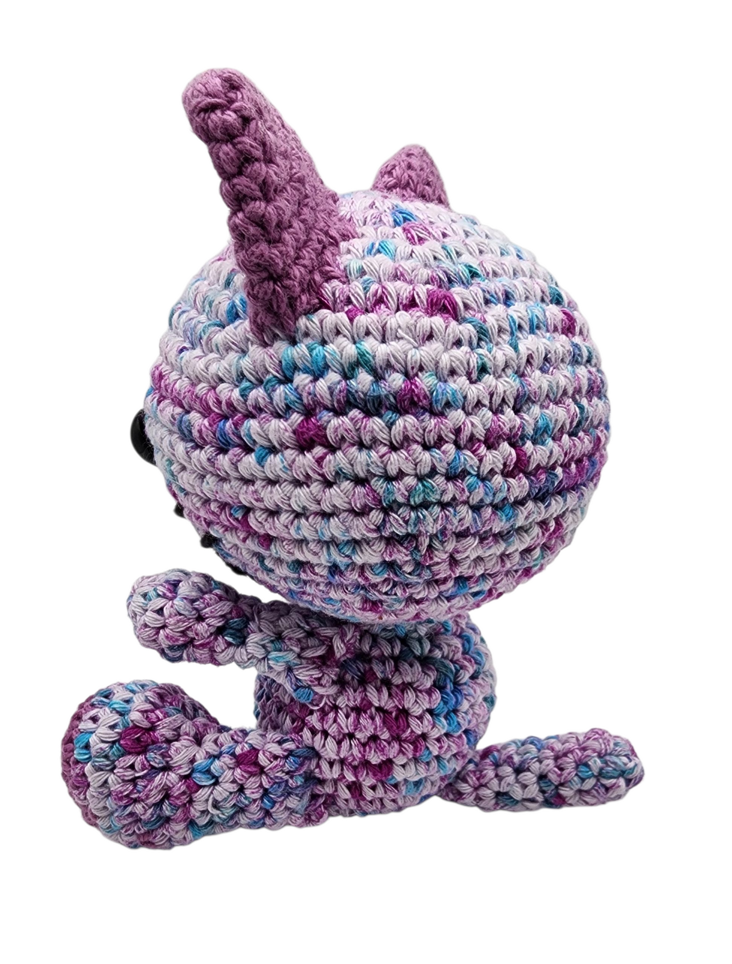 Kitty Cat Purple Teal Crocheted Amigurumi Animal Character