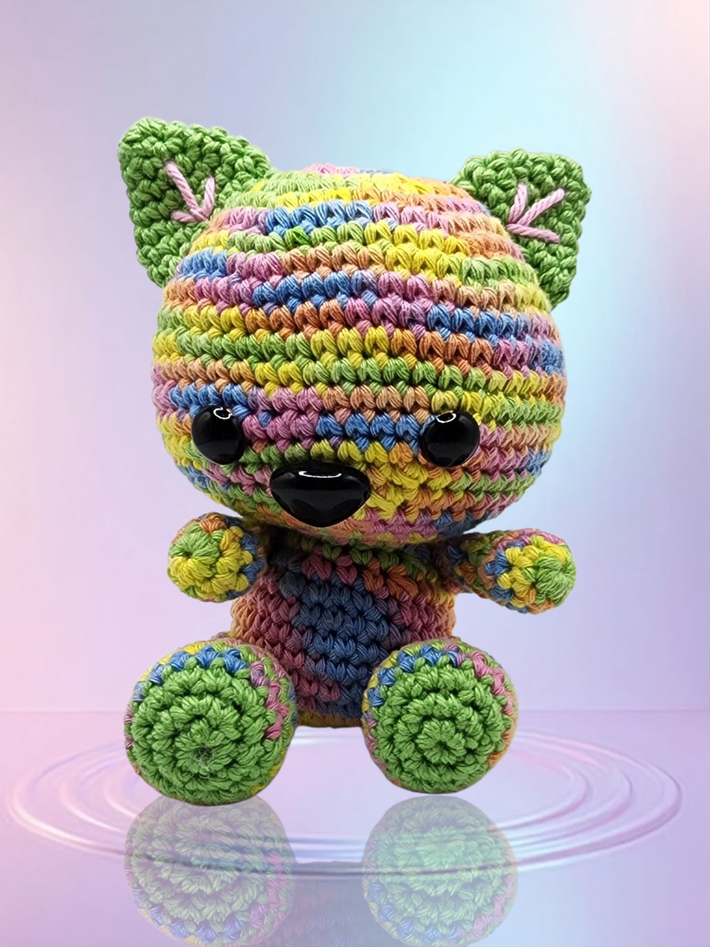 Kitty Cat Rainbow Crocheted Amigurumi Animal Character