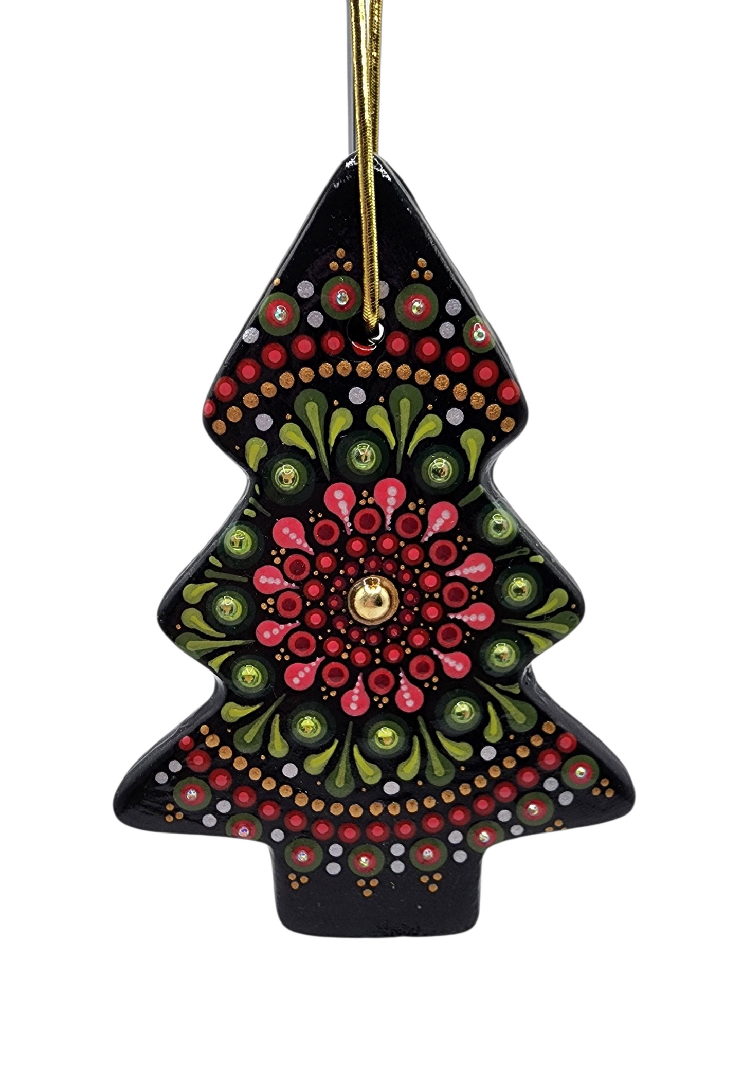 Mandala Dot Art Hand-Painted Ceramic Christmas Tree Ornament