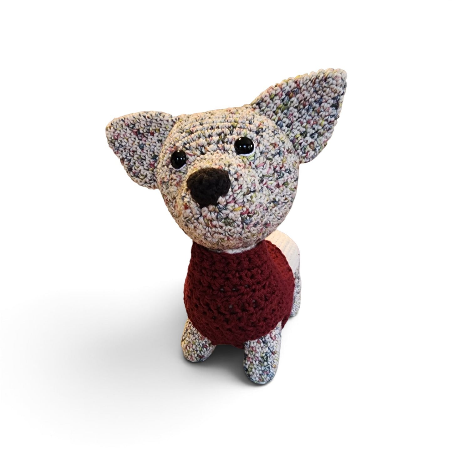 Adorable Crochet Chihuahua Handmade Two-Color Stuffed Dog