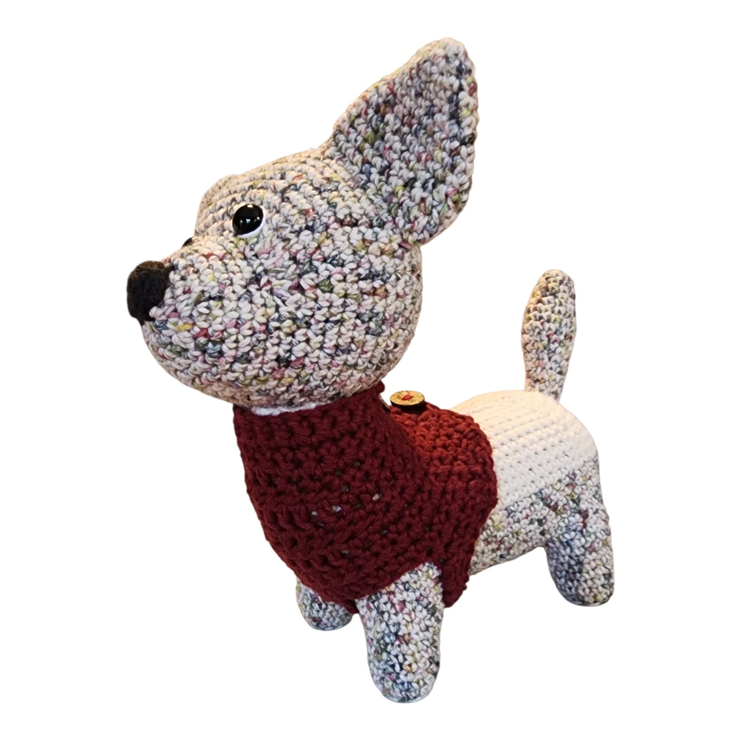 Adorable Crochet Chihuahua Handmade Two-Color Stuffed Dog