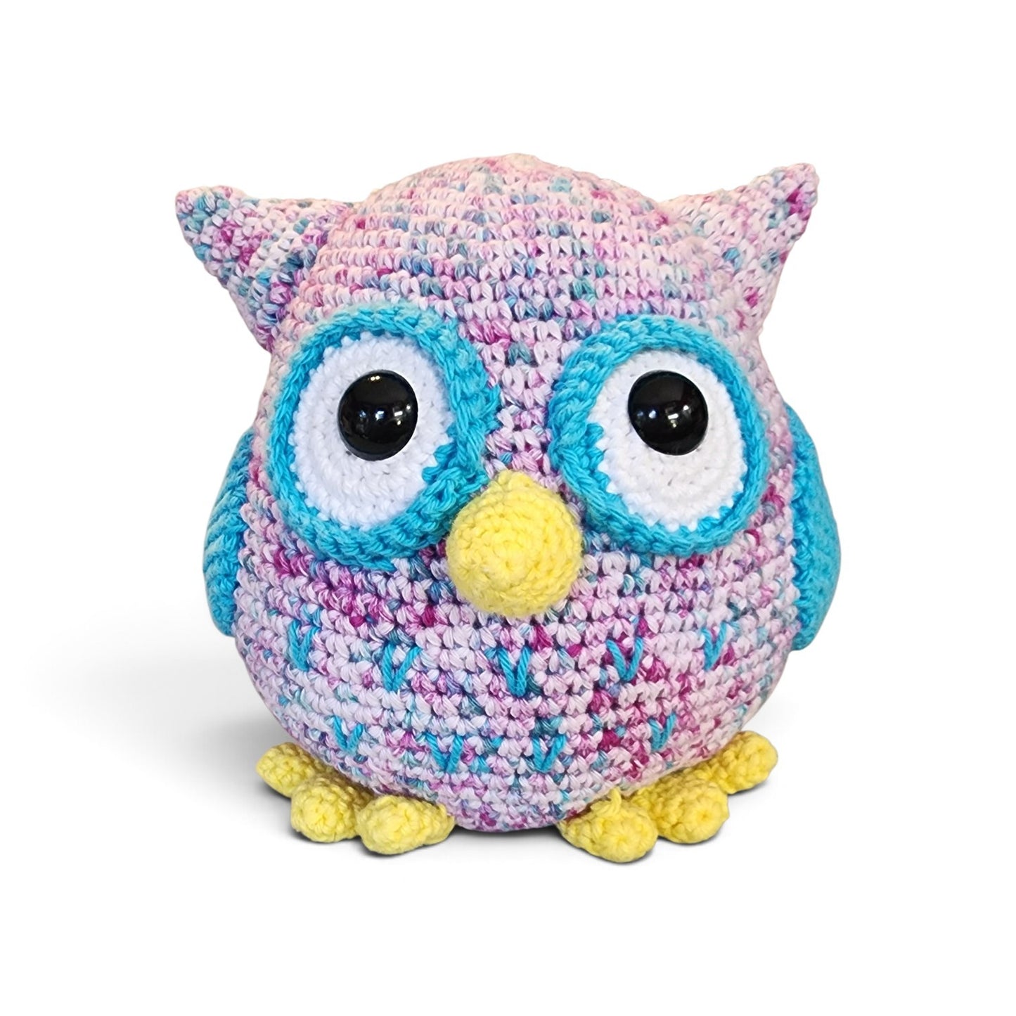 Comical Crochet Owl Handmade Colorful Stuffed Animal, Purple Symphony, Lavender