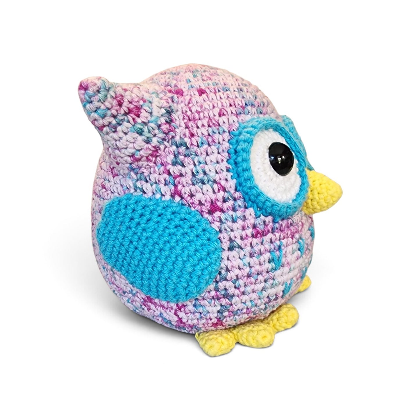 Comical Crochet Owl Handmade Colorful Stuffed Animal, Purple Symphony, Lavender