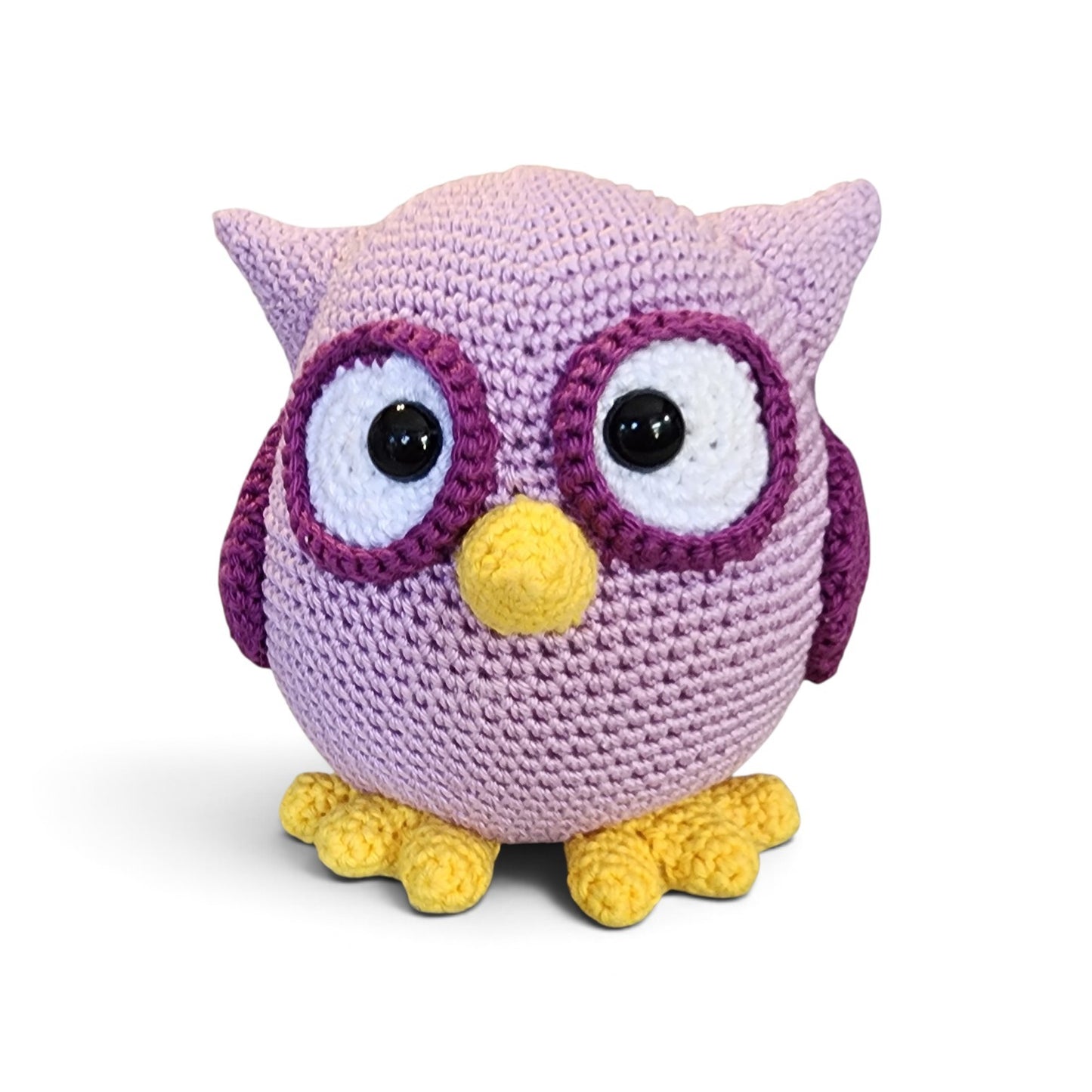 Comical Crochet Owl Handmade Colorful Stuffed Animal, Purple Symphony, Lavender