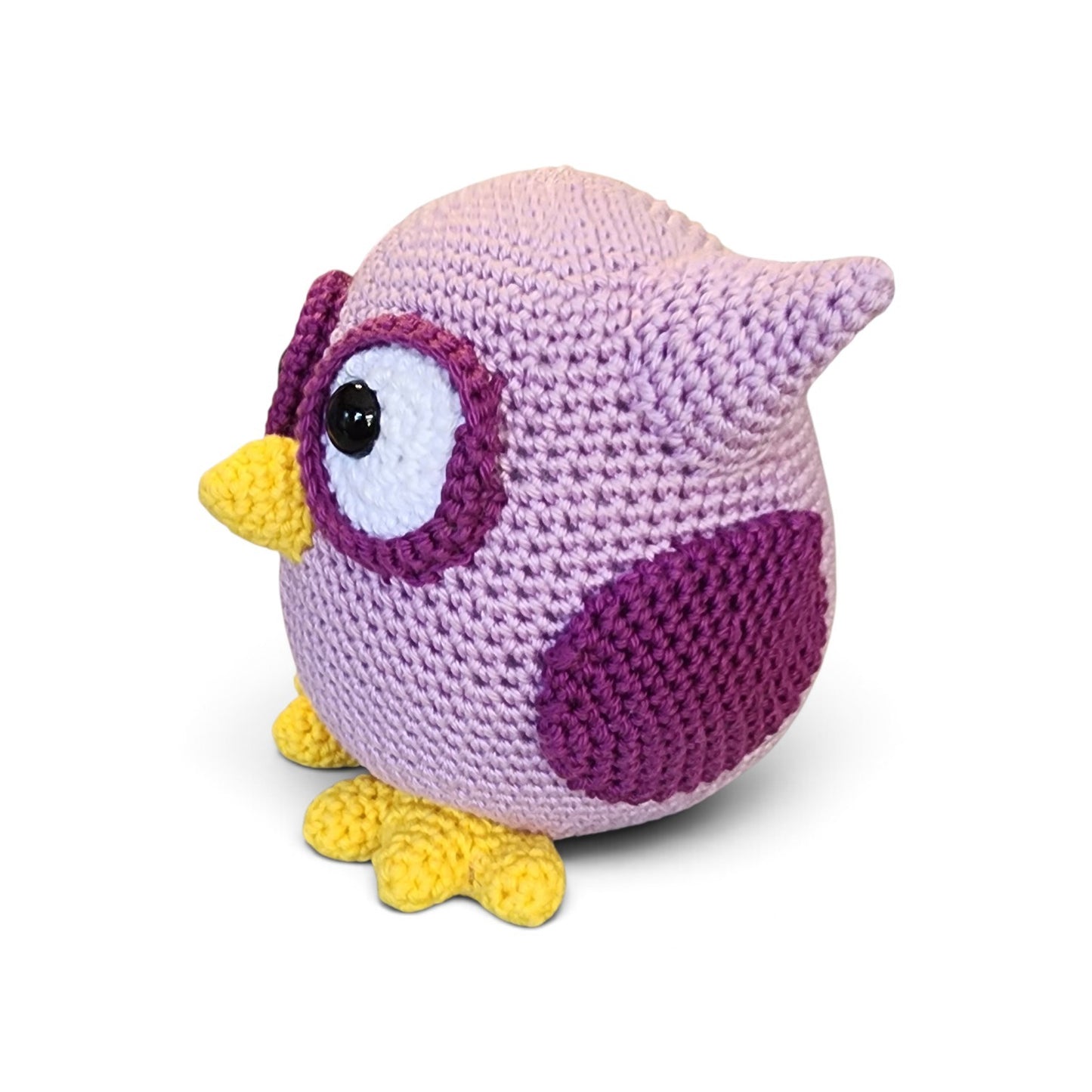 Comical Crochet Owl Handmade Colorful Stuffed Animal, Purple Symphony, Lavender