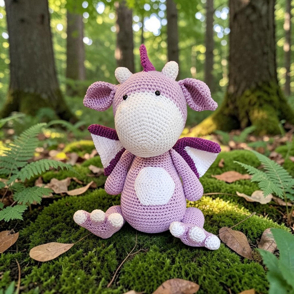 Happy Little Crochet Dragon in Purple Shades