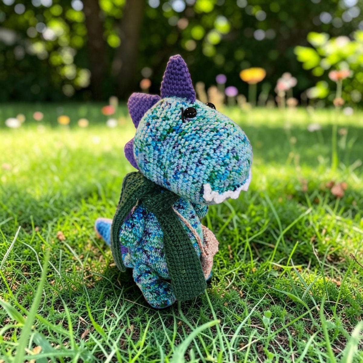 Handsome Traveling Dinosaur in Blue and Violet