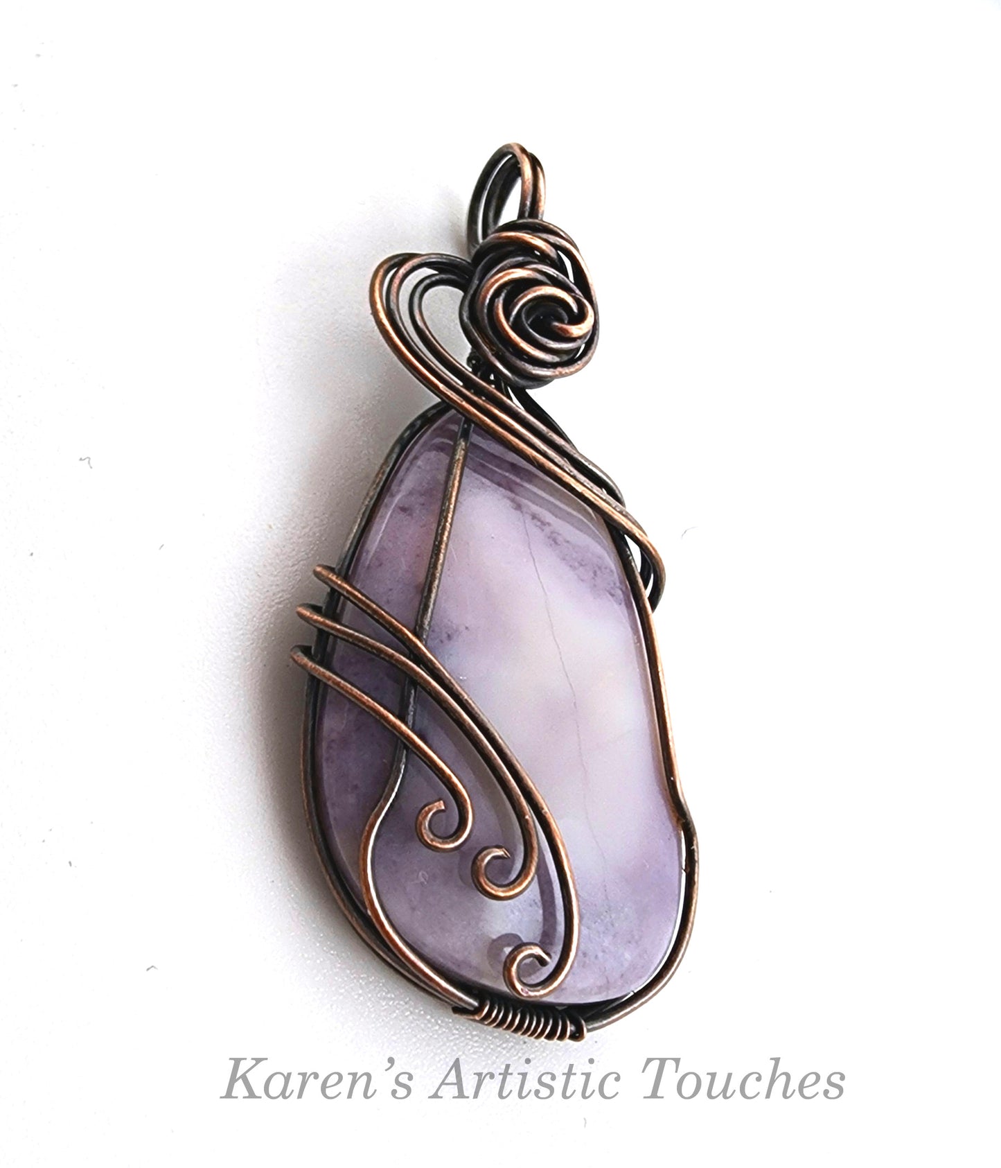 Tiffany Stone Gemstone Pendant Copper Wire Weaving