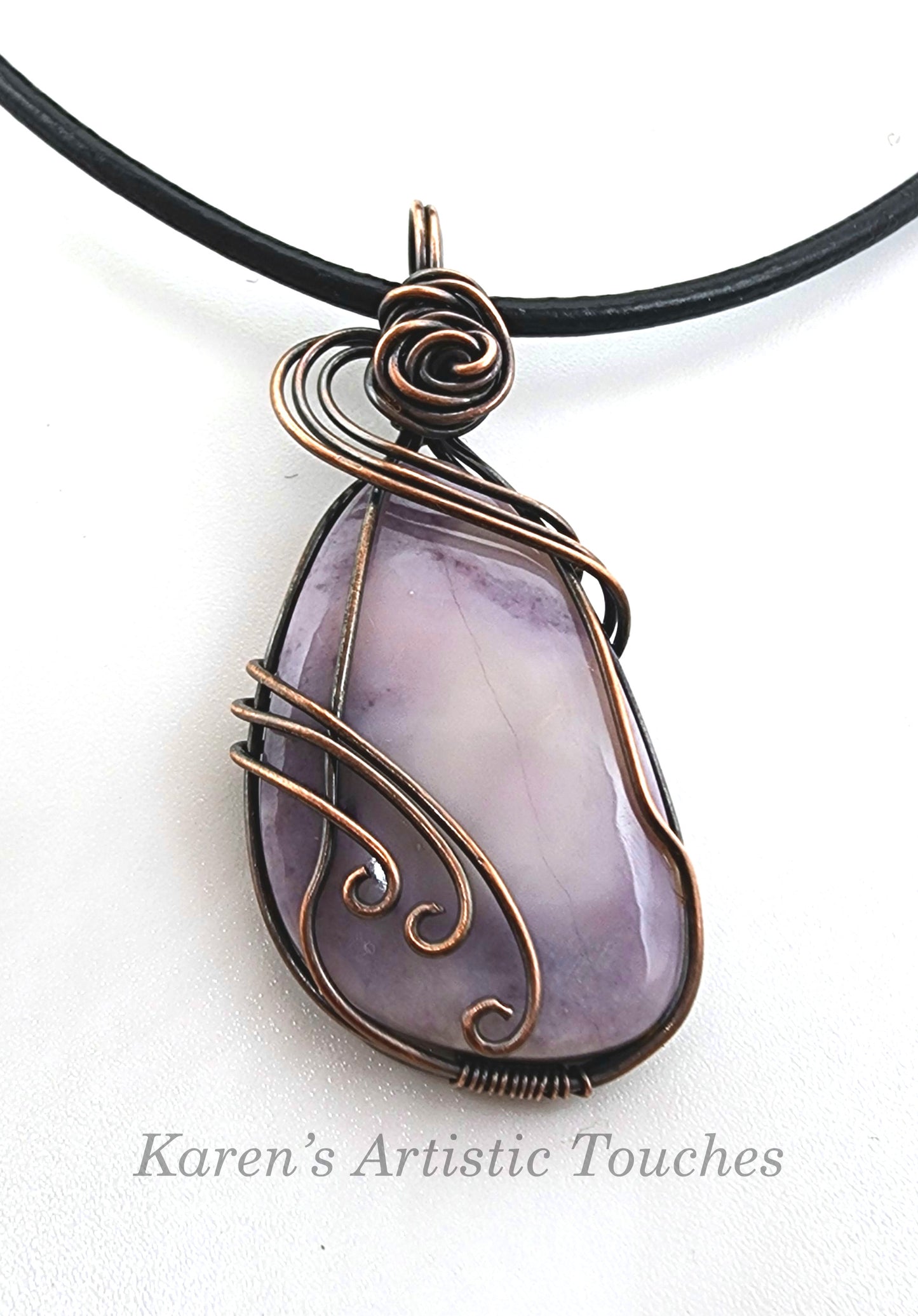 Tiffany Stone Gemstone Pendant Copper Wire Weaving