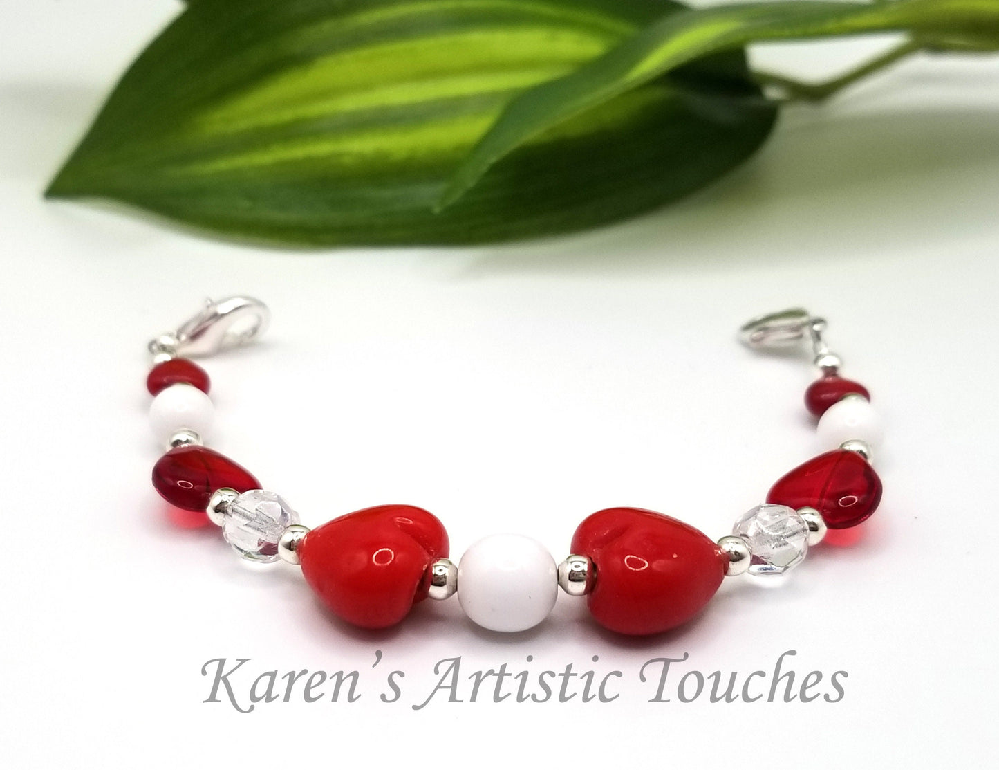 Romantic Hearts Red Glass Beaded Medical Alert Bracelet: Stylish Medical ID for Allergies and Awareness